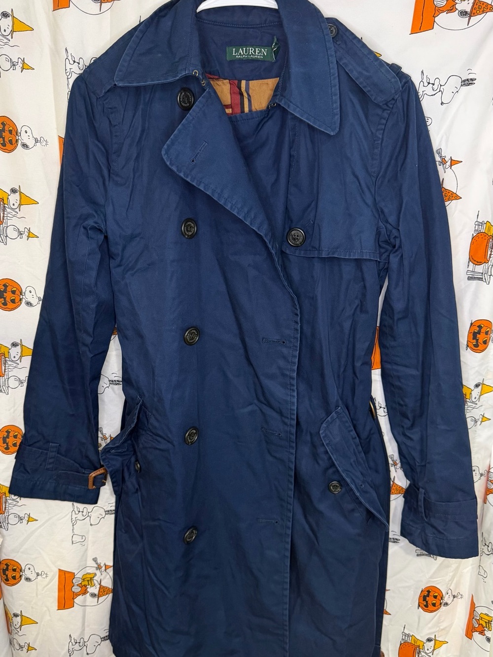 Ralph Lauren Navy Double-Breasted Trench Coat